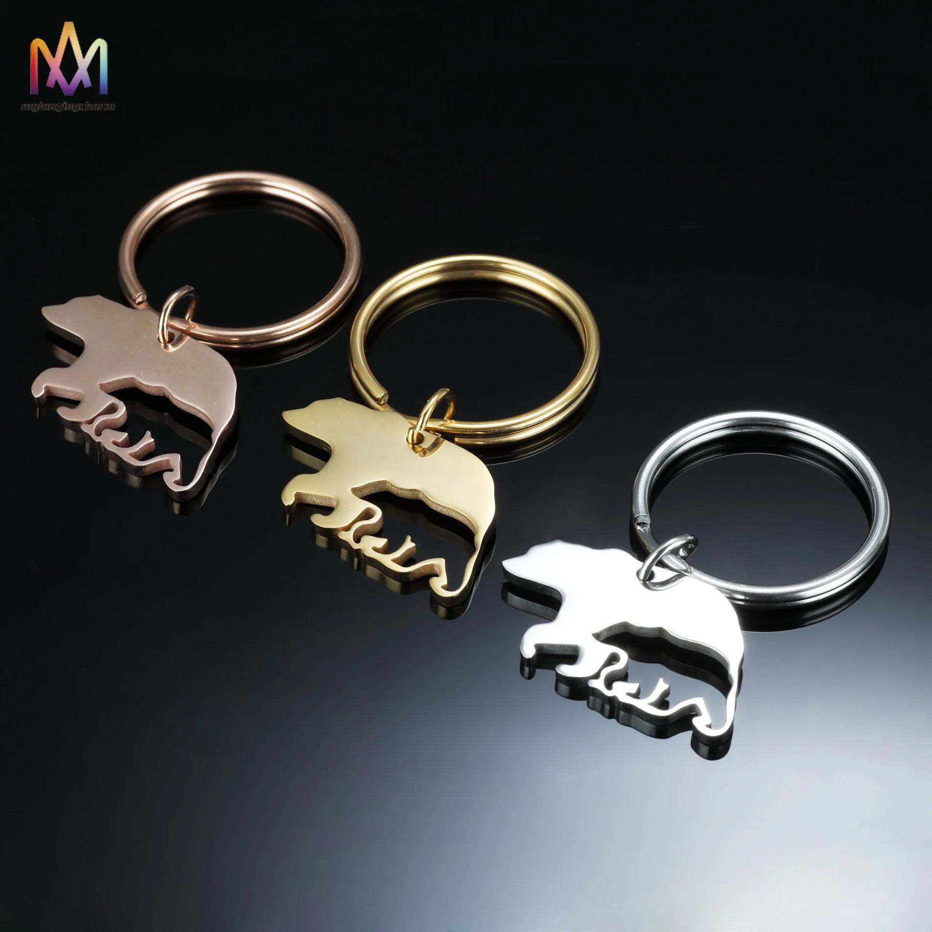 Promotional Stainless Steel Engraved Mama Bear Shape Exquisite Mothers Day Keychain