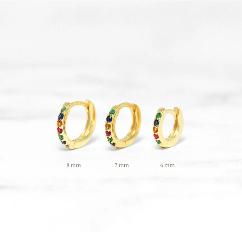 ROXI 6mm S925 Sterling Silver Micro-inlaid Colorful Zircon Hoop Earrings