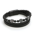Fashion Jewelry Multi Layer Leather Lava Stone Bead Tree of Life Bracelet