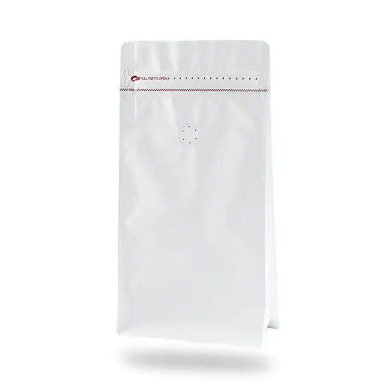 Custom Biodegradable Kraft Aluminum Foil One Way Valve Zipper Glossy Eight Side Gusset Sealed Coffee Bean Tea Packing Bags