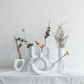 Nordic Modern Ceramic Big Vase with Long Neck White Brushed Porcelain for Home Decor Tabletop Vase