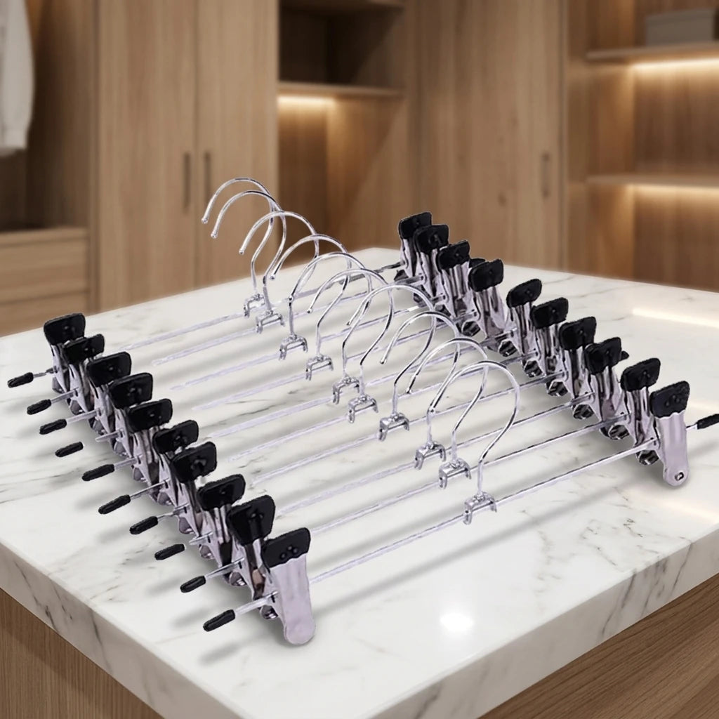 Stainless Steel Trousers Rack Clip Metal Anti-Slip Clothespin Wardrobe Pants Clamp Clothes Hanger