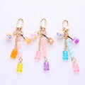 Wholesale Cartoon Cute Candy Jewelry Acrylic Resin Key Chain Cup Bottle Beads Teddy Gummy Bear Keychain for Woman Girls