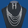 Romantic Women's Jewelry Set Classic Trendy Copper Pendant Necklace with Zircon Earring Flower for Engagement Wedding Parties