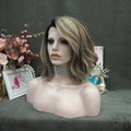 Celebrity Ombre Brown Color  Highlight Color Natural Hairline Synthetic Lace Front Wigs for Daily in Natural Shade Color