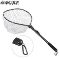 NEWMAJOR Black Aluminum Alloy Floating Landing Net with Quick-Folding Design and EVA Handle for Fly Fishing