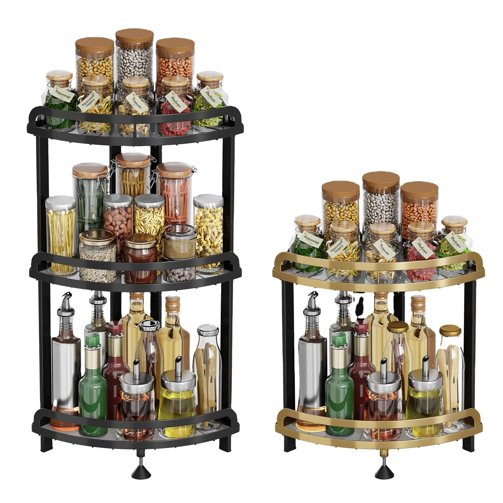 Multifunctional Jx-0061 1.17kg Kitchen Organizer Corner Triangle Spice Hangers Perforation-Free Wall Storage Shelves