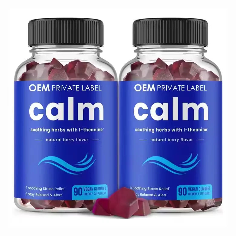 Ashwagandha Calm Gummies Stress Supplement with Ashwagandha L-Theanine GABA Vitamin B6 Supports Mood Focus Stress Relief Vegan