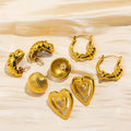 Women's Non Tarnish Stainless Steel Double Layer Heart & Round Twisted Stud Hoop Earrings for Weddings & Engagements