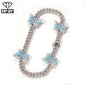 2020 Hiphop Iced Out butterfly Necklace Choker Cuban Link Chain Miami Zirconia Real 18k Gold Plated Chain Women Rapper Jewelry