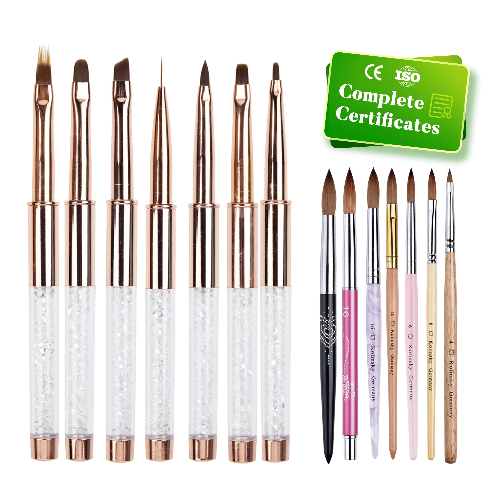 Factory Wholesale Custom Box Package Private Label High Quality Manicure Kit 100% Kolinsky French Acrylic Nail Brush Set for Art