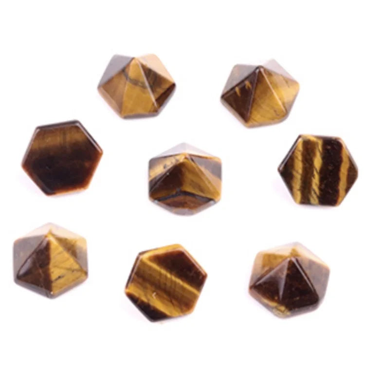 Hot Selling 10MM Exquisite Tiger Eye Natural Stone Six Sided Pyramid Loose Gemstones Beads Portable Agate Stone DIY Accessories