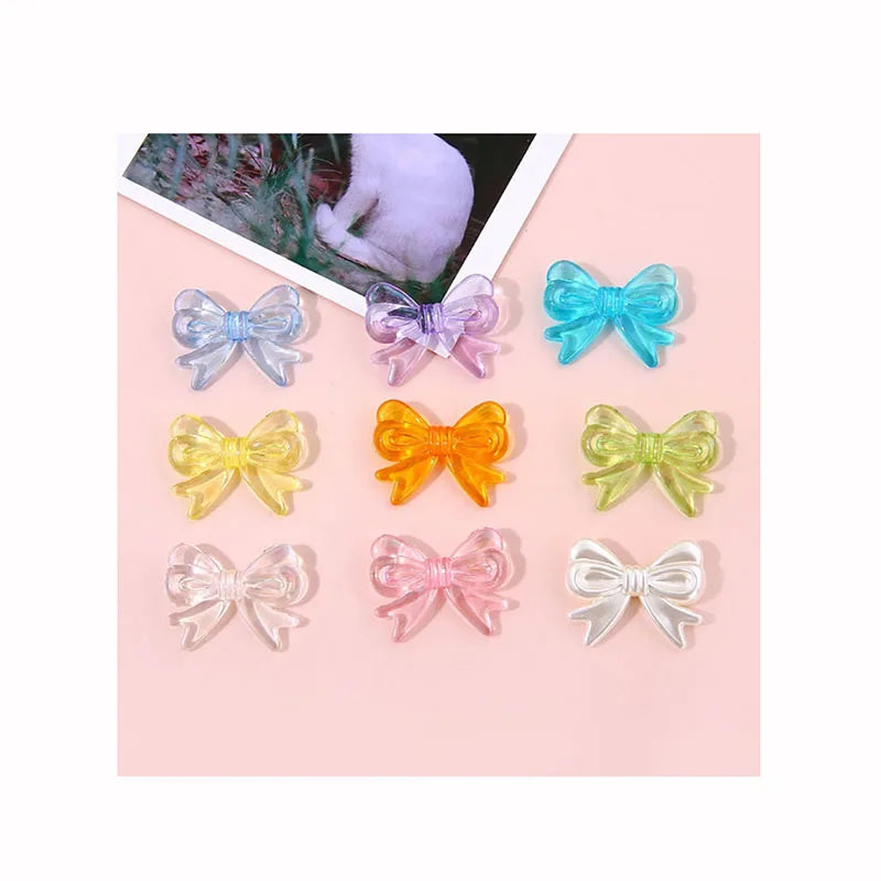 Candy Color Transparent Acrylic Bow Shape Beads DIY Handmade Material for Homemade Bracelet Headwear Hair Rope Accessories