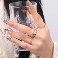 Chris April in Stock 316L Stainless Steel PVD Gold Plated Simple Design Stackable Wavy Pinky Thin Ring