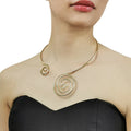 HANSIDON Luxury Minimalist Chunky Gold Plated Collar Necklace Handmade Spiral Design Torque Choker for Women Wedding Jewelry