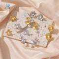 SUMMLY Vintage Wholesale Personalized High Quality Flower Shape Imitation Pearl Pendant 18K Gold Plated Stainless Steel Earrings