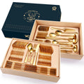 In Stock 72/84 Piece Stainless Steel Cutlery Set Wedding Serving Utensils Gold Cake Spatula Knife Fork Spoon Gift Box MegaBDM