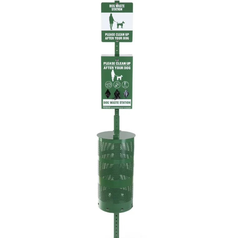Commercial Aluminum Dog Poop Waste Station with Lockable Bag Dispenser and Storage Bucket Eco-Friendly Outdoor Use