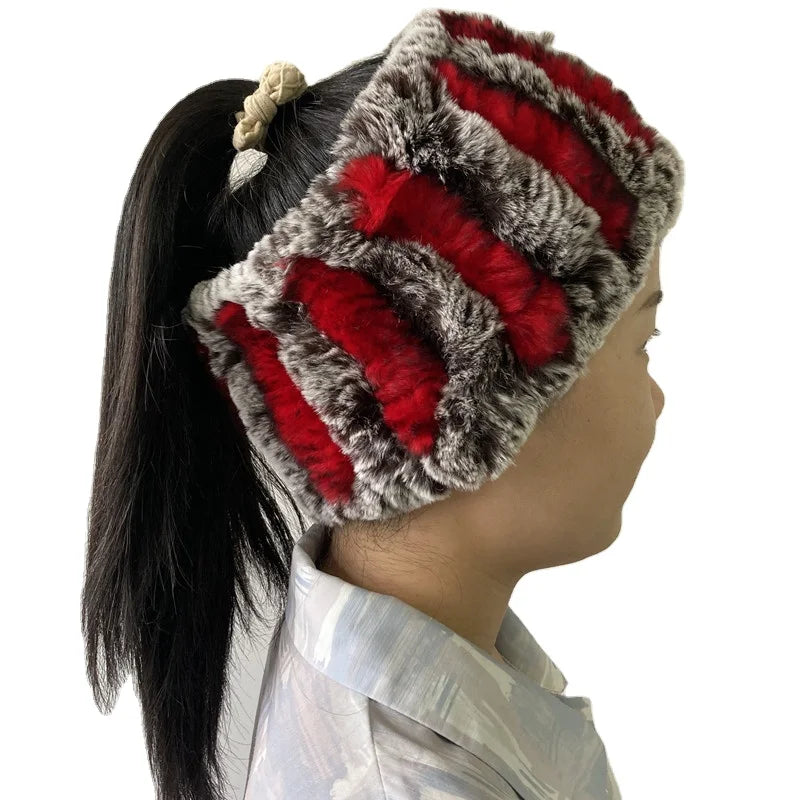 Bering Rex Rabbit Fur Convertible Elastic Headband & Neck Warmer for Girls-Eco-Friendly A-Grade Quality