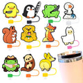 Customized Silicone Drinking Straw Toppers Cover Cute Animals Straw Charms for Tumblers Cheap Silicone Straw Toppers
