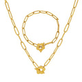 Lovely plum Flower OT Buckle Necklace Bracelet Personality Thick Chain Necklace Bracelet Jewelry Sets