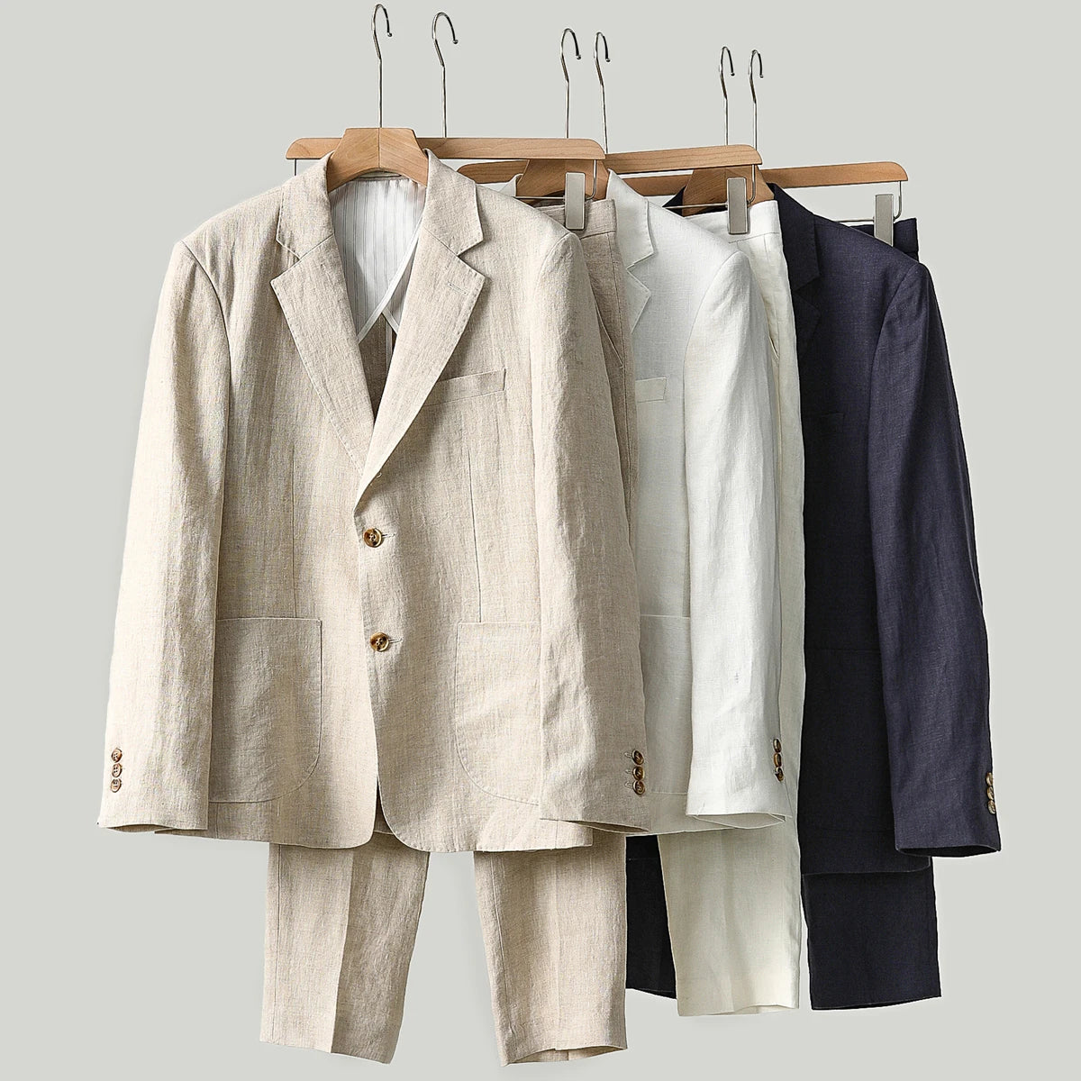 Korean Version of Thin Linen Plus Size Suit Jacket Japanese Retro Casual Single Breasted Men's Solid Color Suit blazer