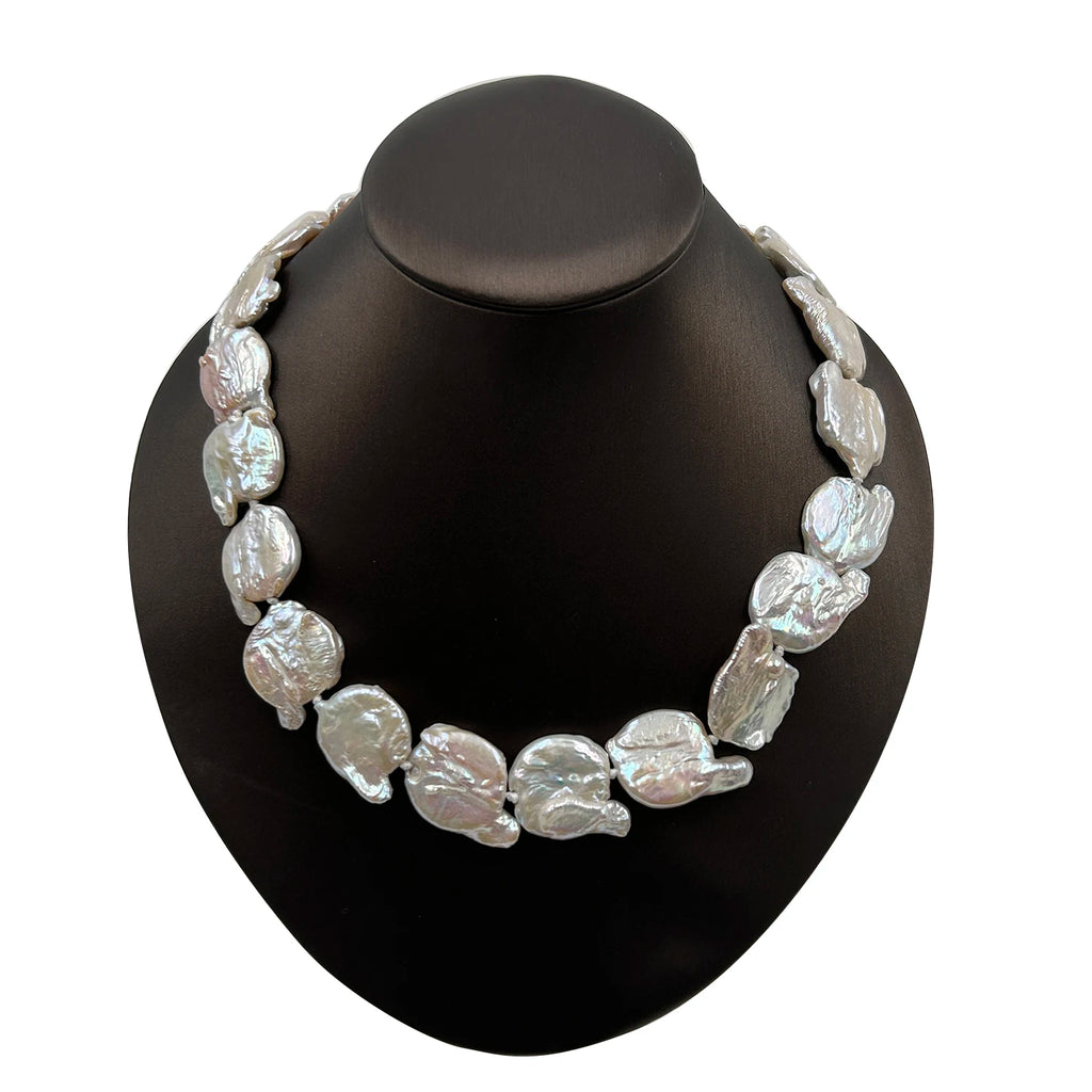 16-22 Inch Big Baroque Pearl Nature Freshwater Pearl Choker Necklace Pearl Size 15-18 mm