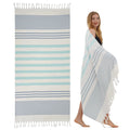 Eastsunshine Custom Extra Large Cotton Turkish Beach Towel with Tassels Digital Print Striped Bath Towel for Summer