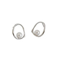 Wish Jewelry New Arrival Hollow Irregular Geometric Round 925 Sterling Silver Earrings Women Gold Baroque Pearl Stud Earrings