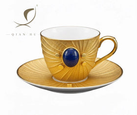 2026 New Arrived Vintage Luxury 12pcs Gold Plated Ceramic Coffee Set Espresso Tea Cup Sets and Saucer Gift Set Wholesale