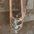 Dainty 2mm Glass Crystal Beads Beaded B c d E f j A-z Initial Mother of Pearl Shell Letters Necklace Gold Non Tarnish for Women