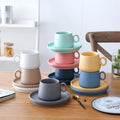 Matte Ceramic Colorful Tea & Coffee Cups with Saucers Set for Giveaways