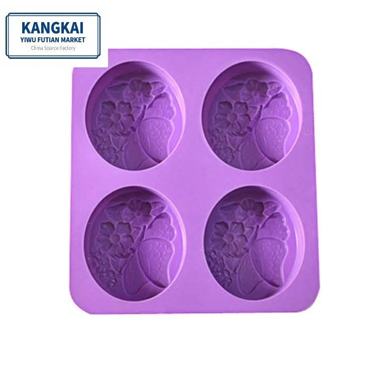 Hot Sale Food Grade Heat-Resistance Eco-Friendly 4 Cavity New Pattern Butterfly Shape Silicone Soap Moulds Candle Mould Candy