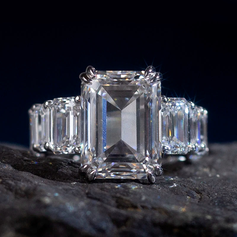 Messi Gems Engagement Ring PT950 Gold 8ct G VS1 Emerald Cut Lab Grown Diamond Ring