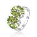 Abiding New Design Classic Customize Natural Peridot 925 Sterling Silver Engagement Wedding Ring for Women