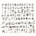 100Pcs Wholesale Mixed Ancient Silver Alloy Metal Clothes Accessories Designer Charms Pendant for Jewelry Necklace Bracelet