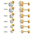Stainless Steel Flat Back Zircin Diamond Stud Piercing Earrings Jewelry 3-8mm Multipack for Women Organizer