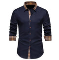 Wholesale Men's Lapel Office Shirt Fashion Trend Patchwork Long Sleeve Business Shirts for Man