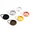 12mm Inner Size  Plated Brass Material Simple Drop Style Cabochon Base Cameo Setting Charms Pendant Tray