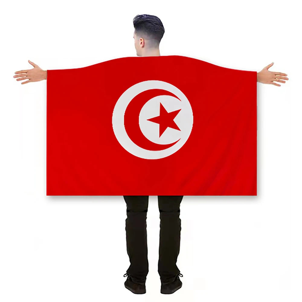 Wholesale 100% Polyester Double-Sided Tunisia Cape Flag Custom Printed Digital Graphics Promotional Product
