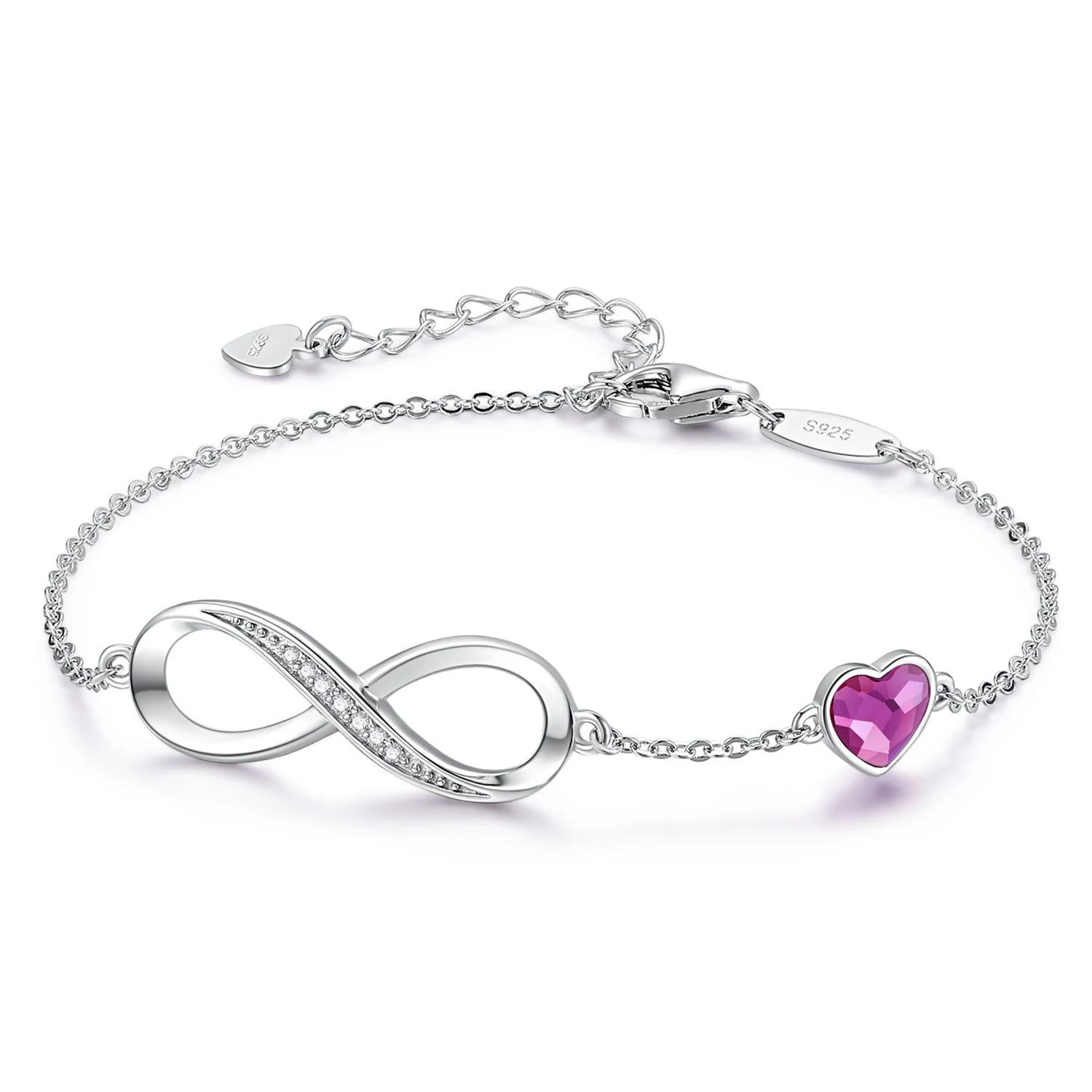 Fashion Versatile Crystal Gold Plated Silver 925 Infinity Heart Bracelets Romantic Simple Timeless Custom Perfect Gift for Party