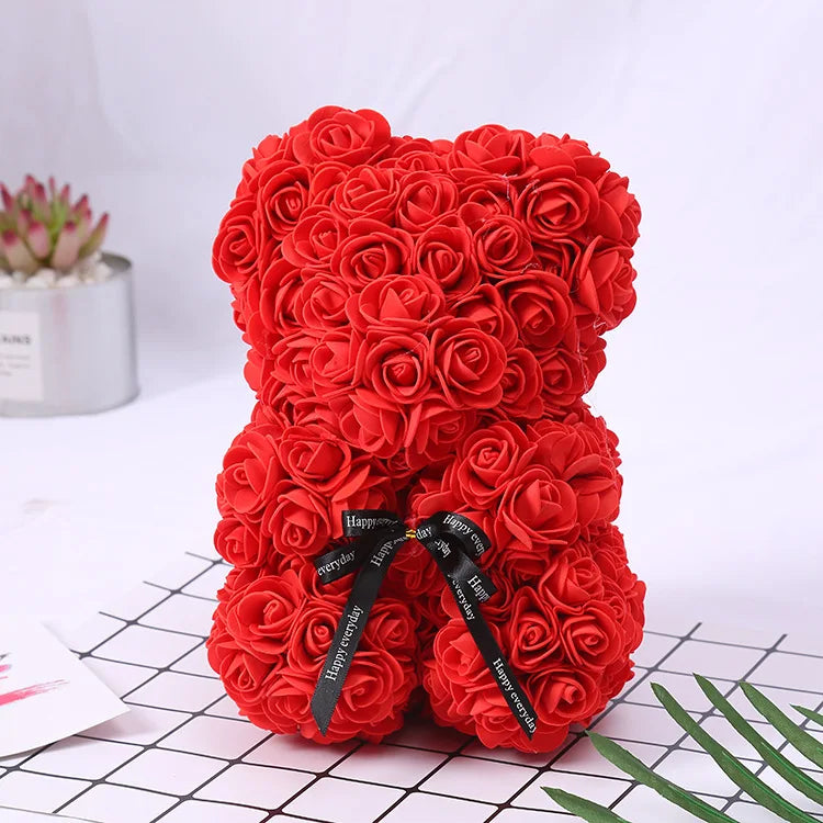 Hot Sale 25cm Foam Rose Teddy Bear Flower Rose with Box Valentine's Girlfriend Mother's Day Gift Osos De Flores
