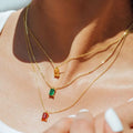Joolim Jewelry 18K Gold Plated Emerald Pendant Necklace Stainless Steel Fashion Jewelry Wholesale