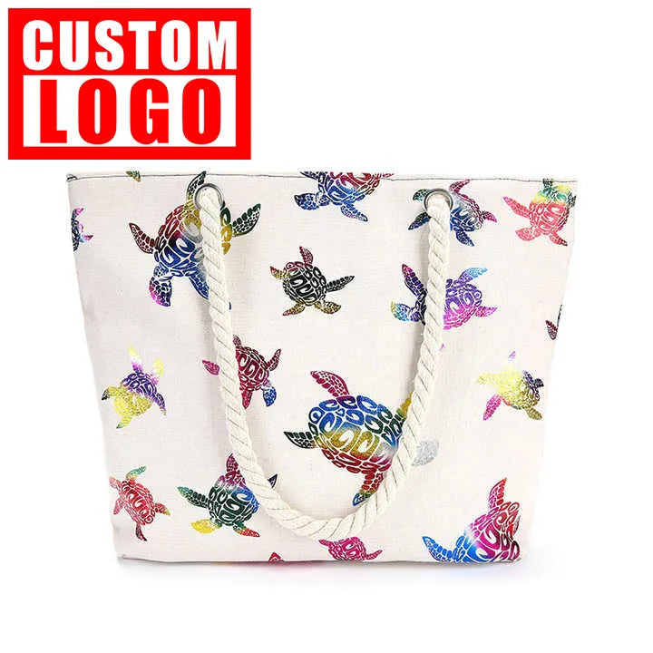 Canvas Handbag Animal Printed for Women Tote Bag Large Capacity Summer Portable Shoulder Messenger Beach Bag ECO