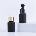 Luxury 30ml Black Coated Glass Bottles Oblique Shoulder Round Empty Essential Oil Aromatherapy Packaging with Black Dropper Cap