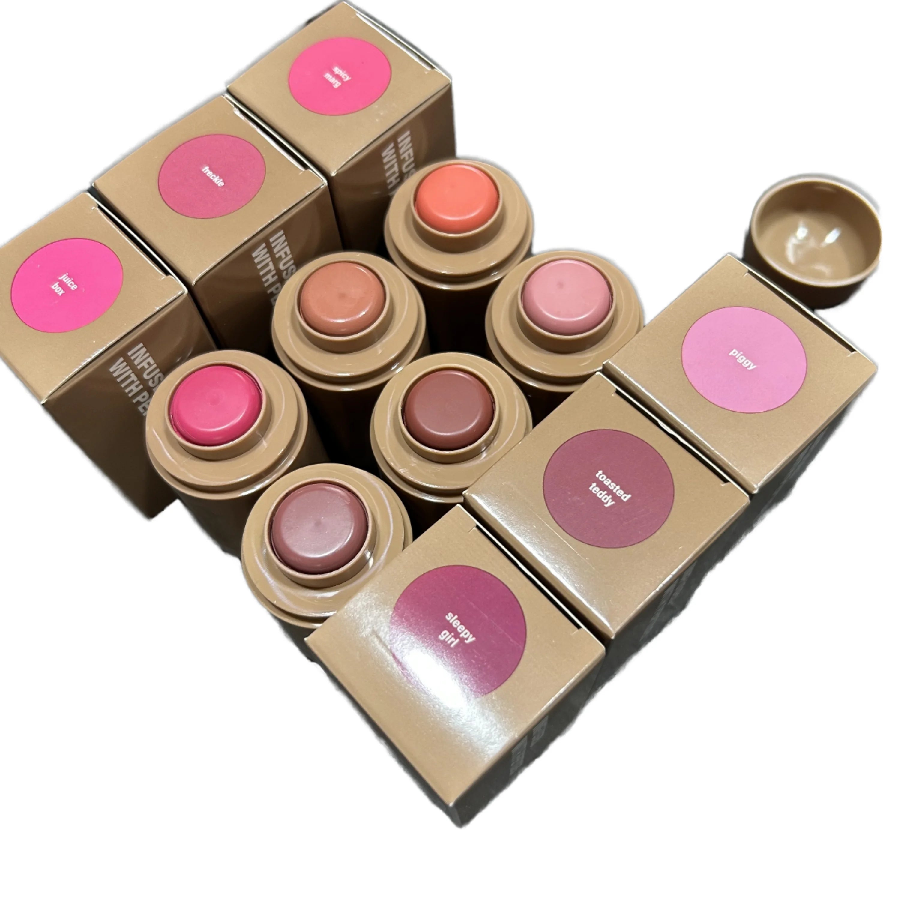Wholesale Brown Matte Lip and Cheek Tint Blusher Custom Logo Face Cream Blush Stick Private Label Makeup Cheek Blush