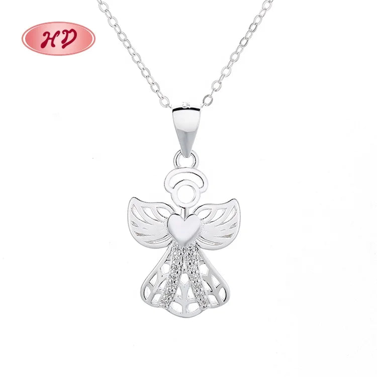 Fashion Simple Love Cubic Zirconia 925 Sterling Silver Luxury Pendant Necklaces for Women Wholesale