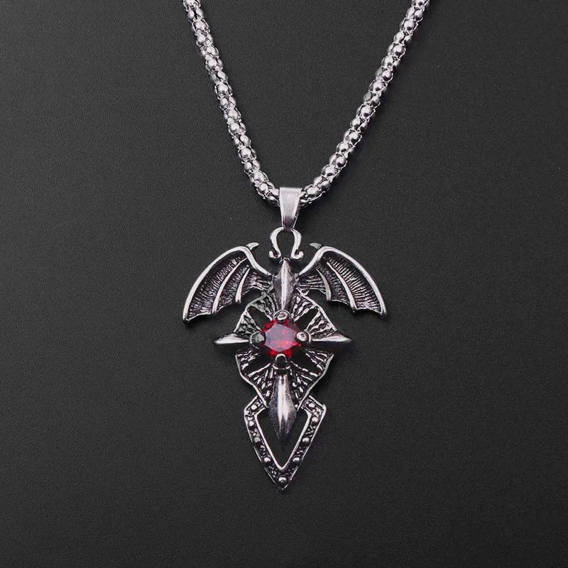 Hot Selling Hip Hop Cross Pendant Collar Necklace Devil Cross Stainless Steel Necklaces for Men