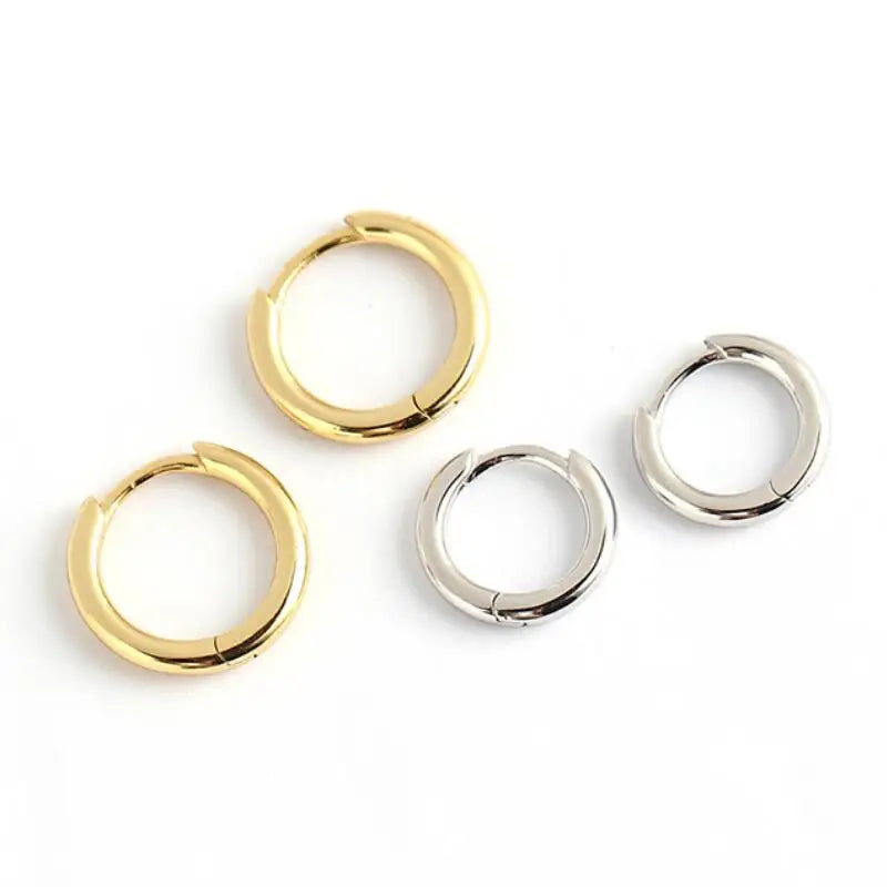 Wholesale Small Hoop Earrings 925 Silver 18k Gold Plated Hoop Earrings 7mm 8mm 9mm huggies