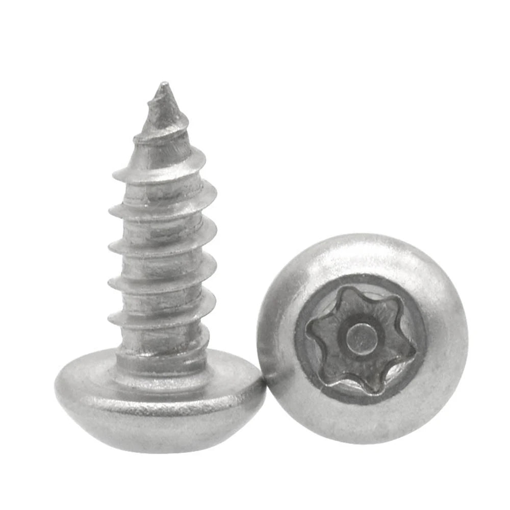304 Stainless Steel Metric Rustproof Torx Button Hexalobular Socket Head License Plate Anti-Theft Security Self-Tapping Screws